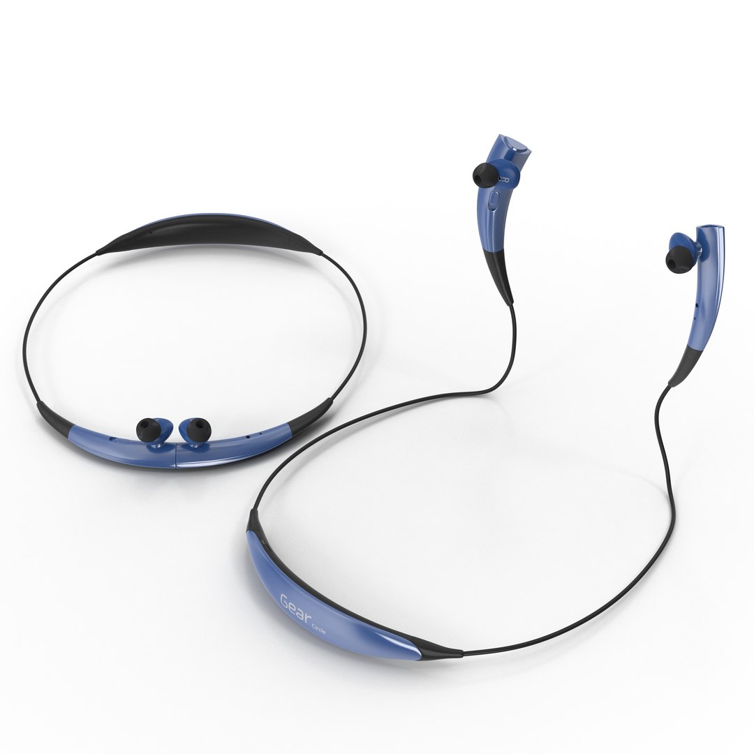 Bluetooth Headset Samsung Gear Circle Blue 3D Models Set 3D model preview