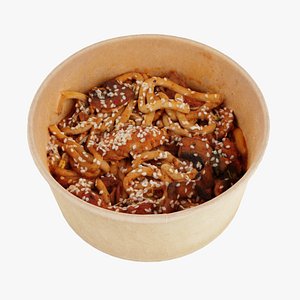 Udon Poke bowl lunch noodles with beef korean asian meal 3D