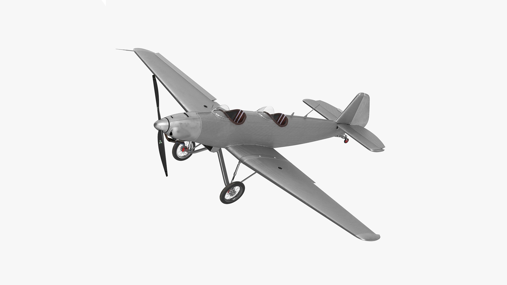 Retro Sport Plane Rigged for Maya 3D model preview