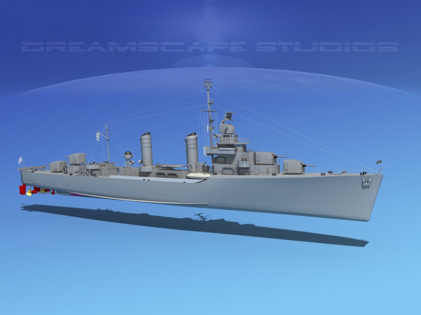 3d Model Of Anti-aircraft Destroyers Class Gleaves
