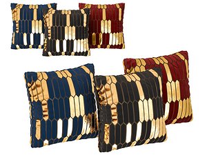 3D Metallic Geometric Pillows Collection 3D Model model