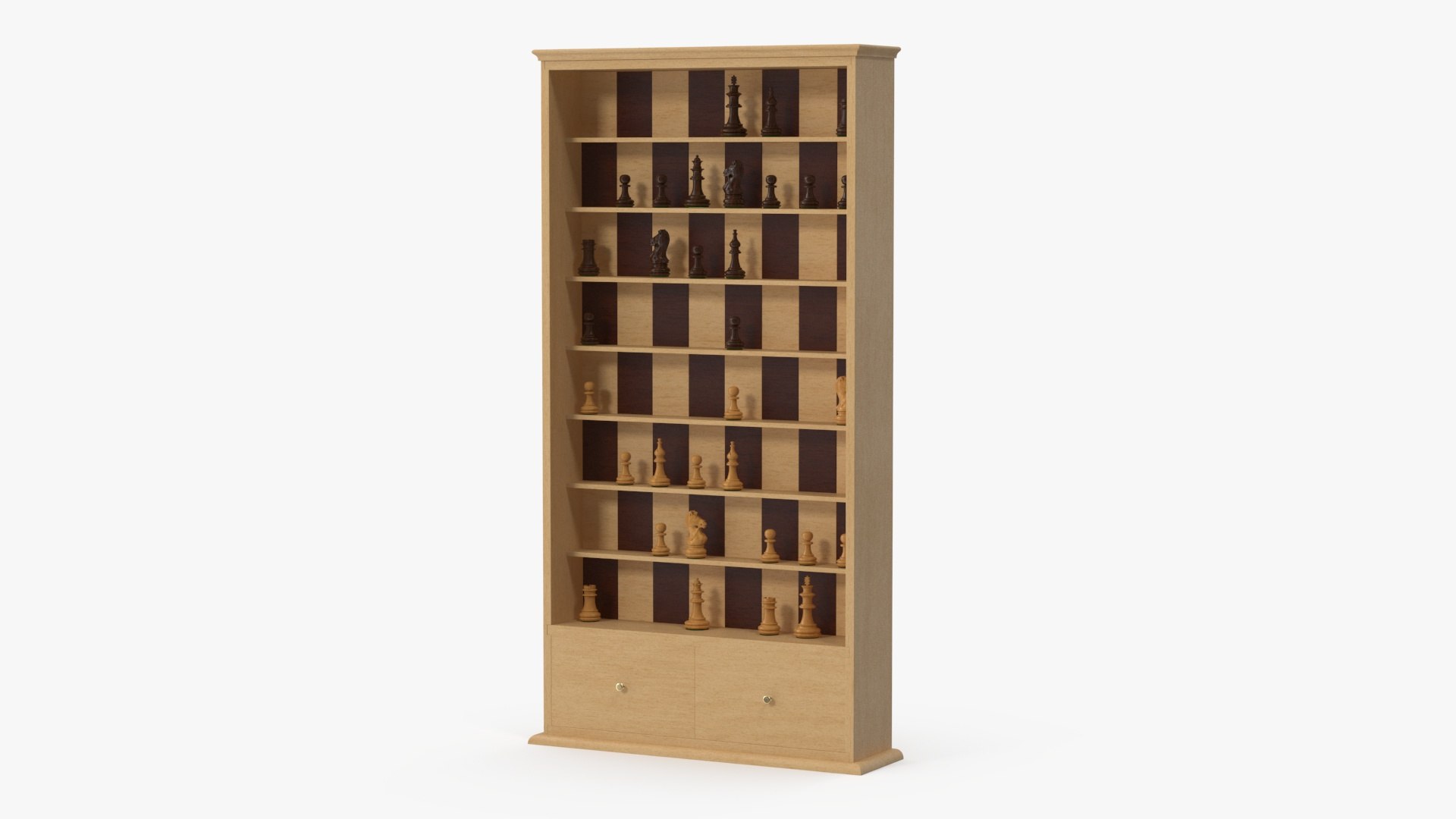 Light Wood Vertical Chess Board 3D model preview