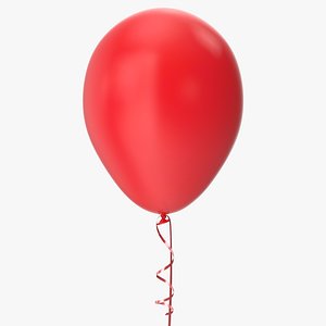 3D Red Balloon with Ribbon