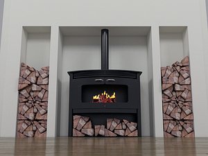 Wood Burn Stove with logs