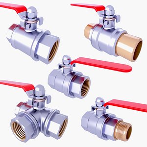 5 Ball Valves SET v29