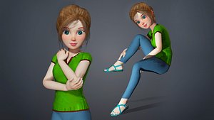 3D Cartoon Woman Rigged Character model