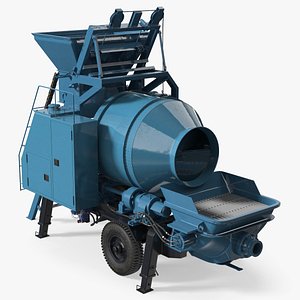 Cement Pump Mixer with Electric Engine Rigged 3D model