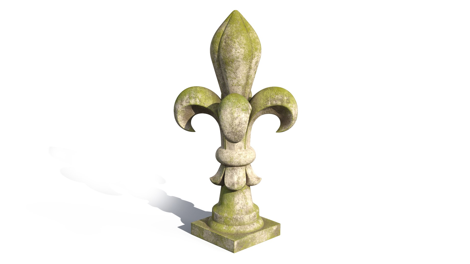 Fleur De Lis Finial Mossy Stone 3D model preview