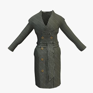 womans checkered winter coat 3d 3ds