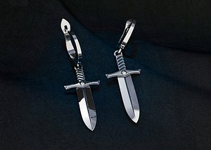 3D jewellery sword earrings
