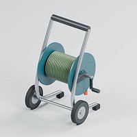 Garden Hose Trolley with Coiled Hose and Winding Handle