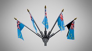3D model Wall Mount Flags 5 Of Tuvalu