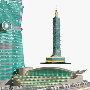 Taipei 101 Illuminated Tower 3D