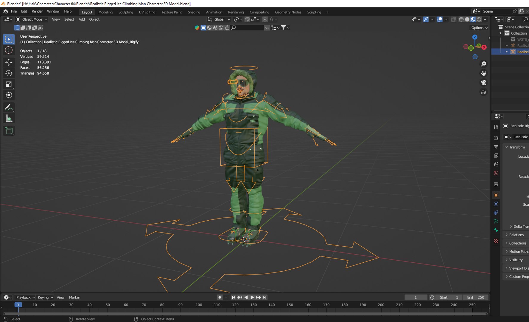 3D Realistic Rigged Ice Climbing Man Character 3D Model Model ...