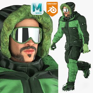 Realistic Rigged Ice Climbing Man Character 3D Model