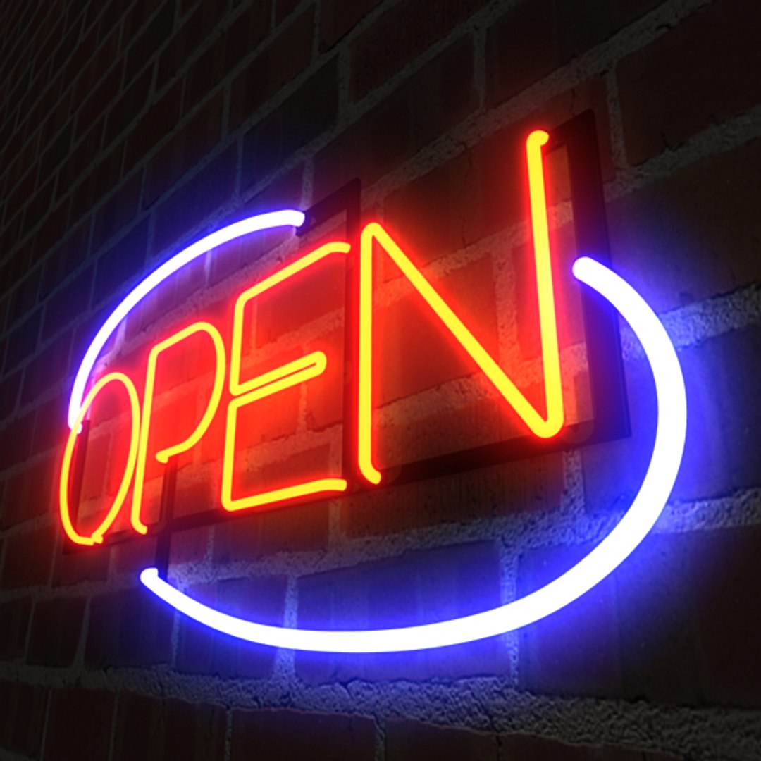 3dsmax Neon Open Sign