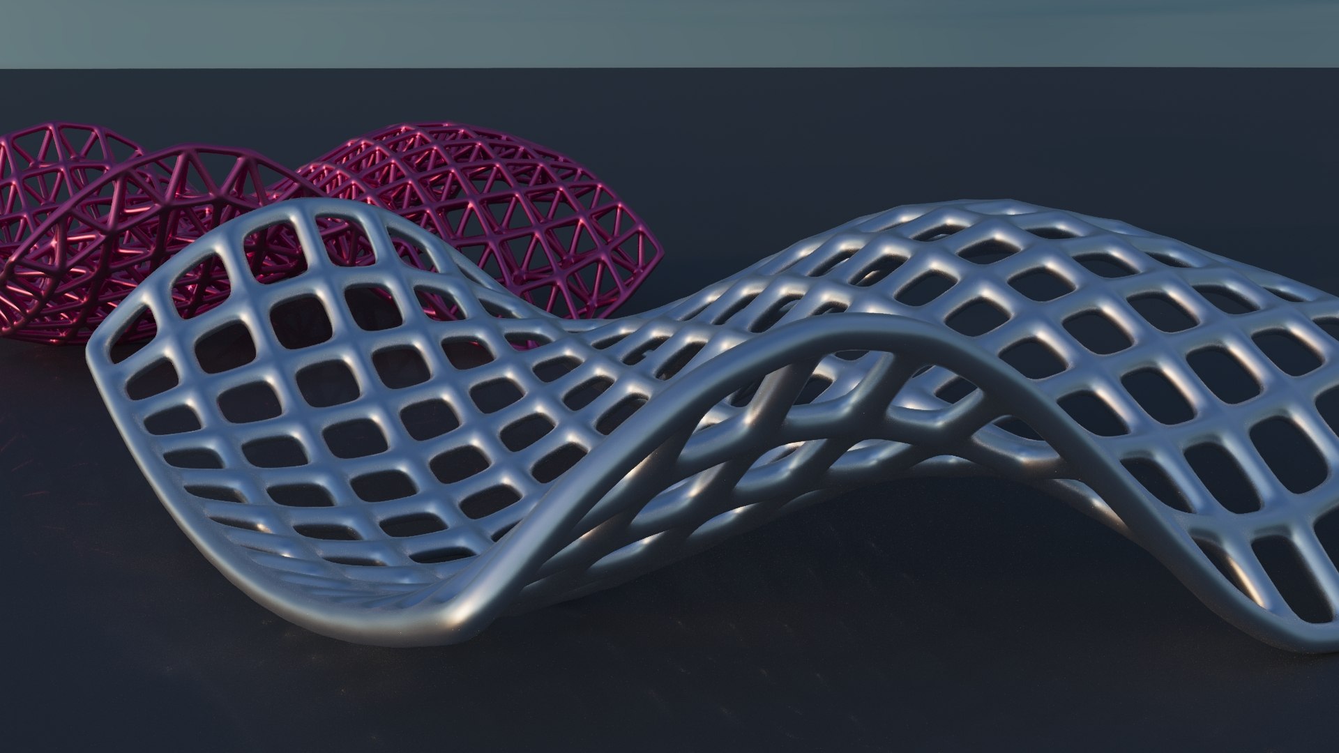 Double Curved Lattice Structures 3D model https://p.turbosquid.com/ts-thumb/RG/z2FO7M/C6/05/jpg/1781314799/1920x1080/fit_q87/7a3042f78980dfc6f68f7dcc590ae55e1de69d52/05.jpg