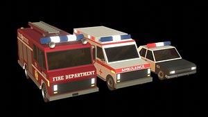 Cartoon cars 3D model