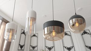 3D Ceiling White and Black Lamps model