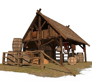 3D medieval viking stable