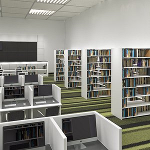 3D Modern Library Interior model