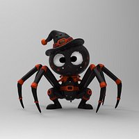 Cute Halloween Witch Spider Character
