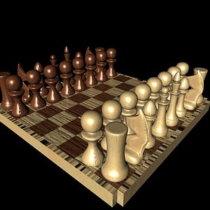 3D model dramatic chess set VR / AR / low-poly