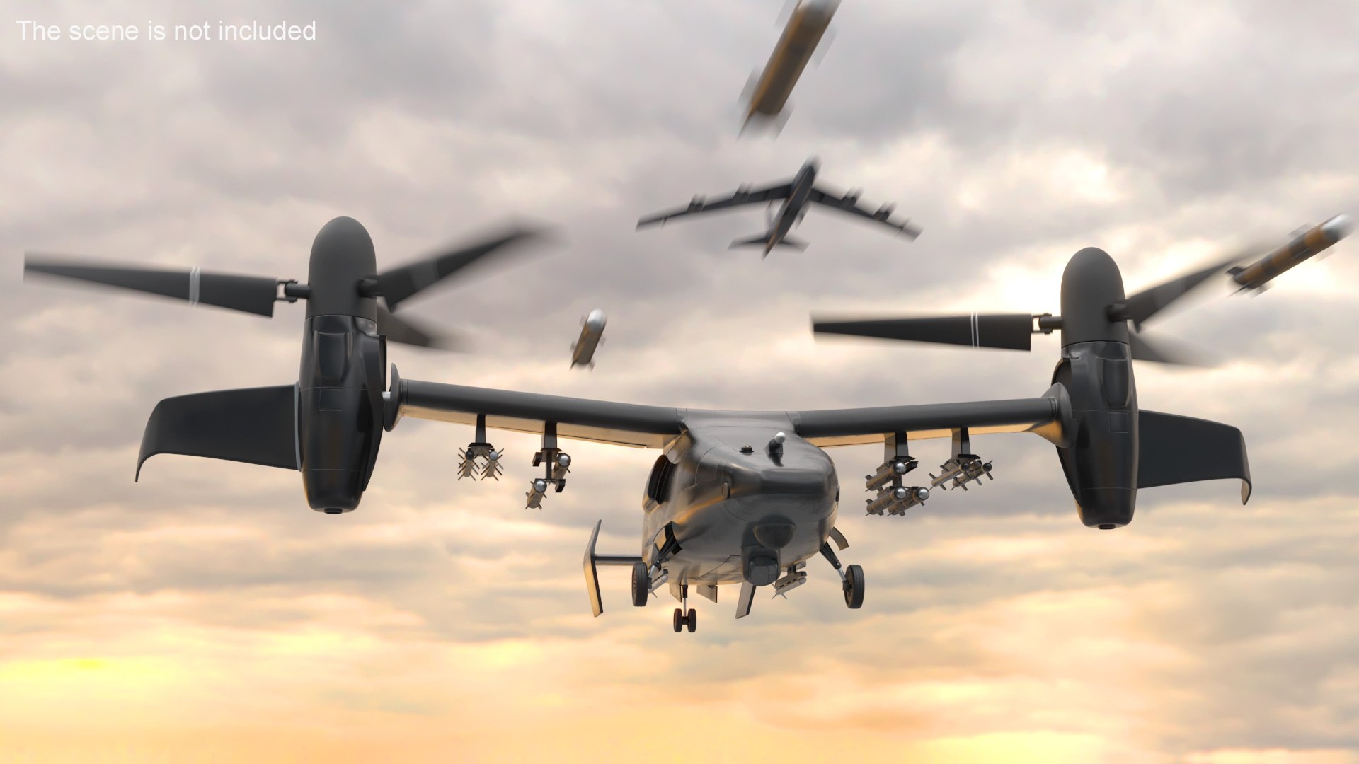 Combat Propeller Drone UAV Rigged 3D model