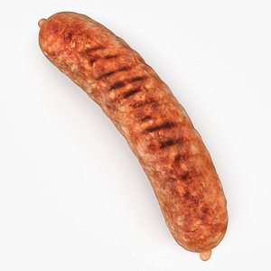 Lightly Grilled Meat Sausage Rustic 3D model