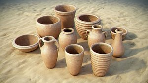 handmade clay pots model