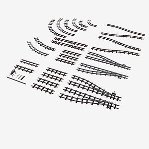 a set of railway tracks and rails 3D model