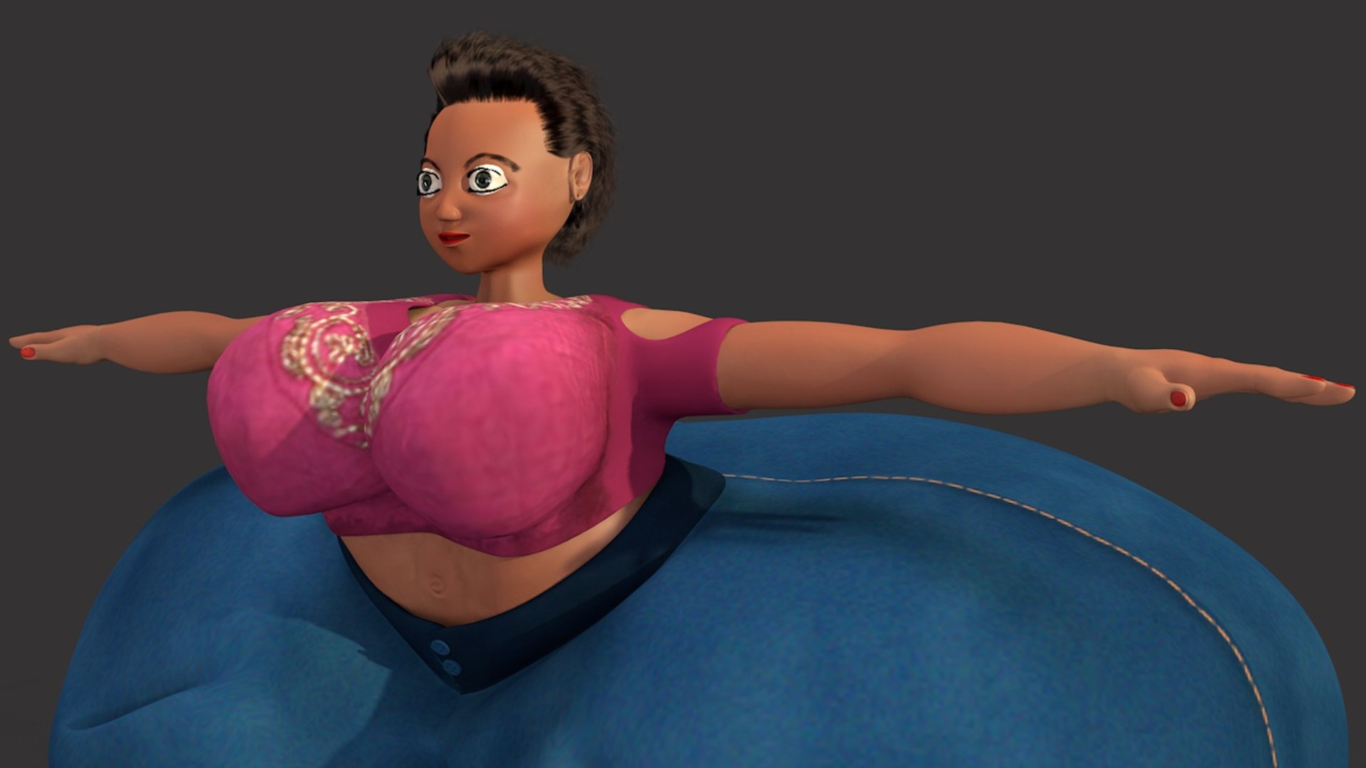 3D overweight cartoony lady character https://p.turbosquid.com/ts-thumb/RH/q75dXg/3kmGtlWK/picture4/jpg/1594779089/1920x1080/fit_q87/6a6cff5b221017ac14aca52dbcaf6efc05ba0245/picture4.jpg