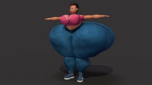 3D overweight cartoony lady character