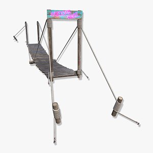 Neon rope bridge 3D model