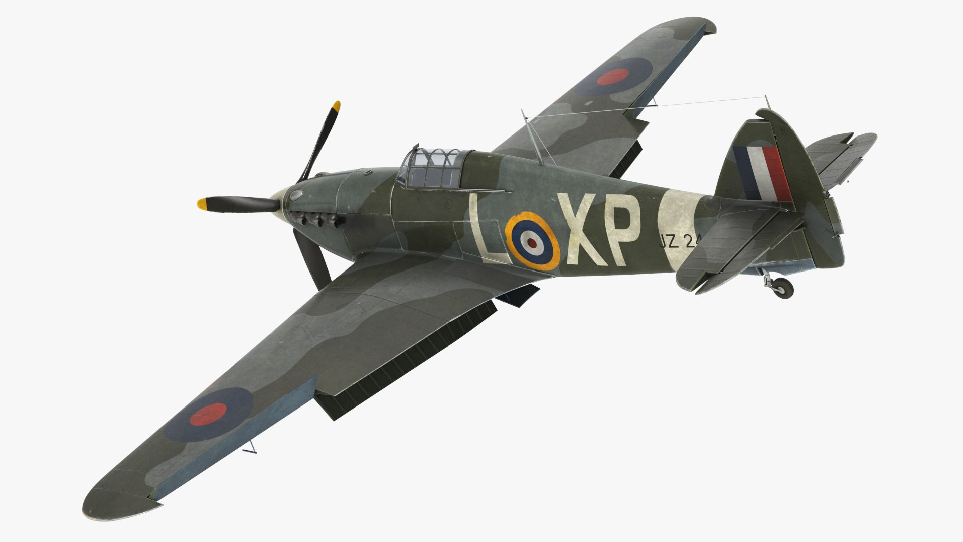 Hawker Hurricane Mk1 WW2 Fighter Rigged 3D model preview