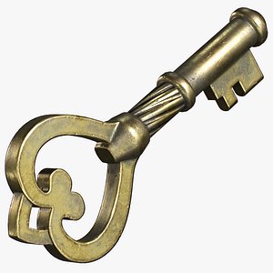 Small Brass Key 01 - Triple A PBR Game Ready 3D model