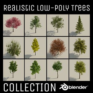 trees realistic low-poly uv 3D model