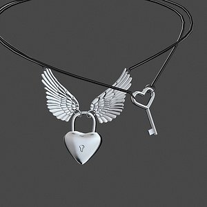 necklace heart lock model