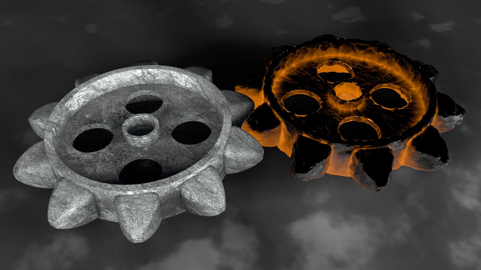 3D Fire And Steel Cog Wheels - TurboSquid 2084065