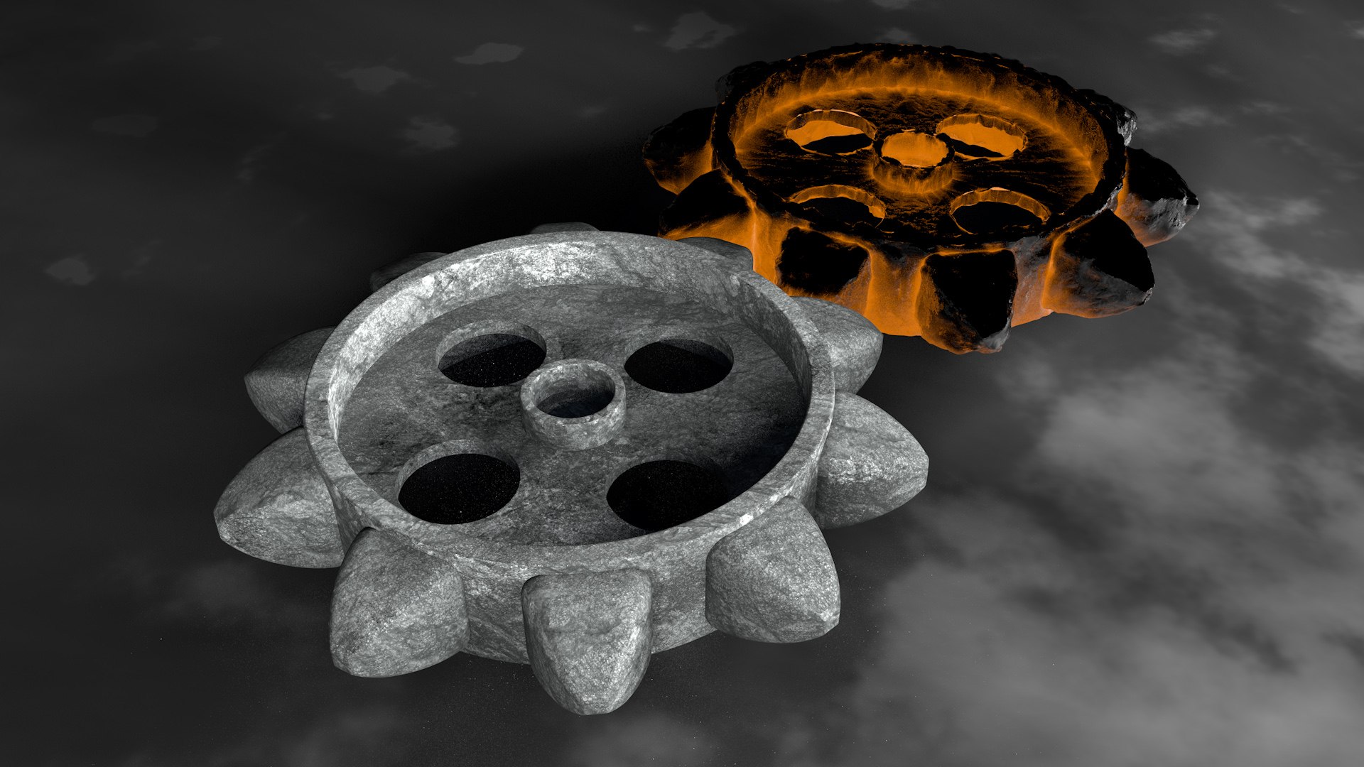3D Fire And Steel Cog Wheels - TurboSquid 2084065
