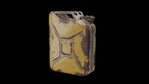 3D Fuel can rusty yellow Low-poly model