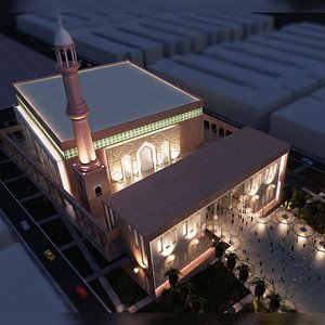 3D worship temple place mosque