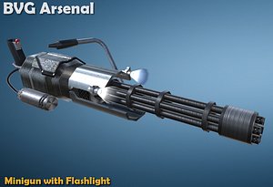 3d model minigun flashlight