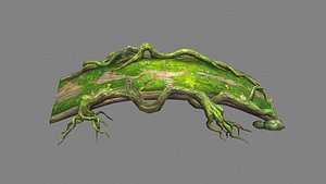 A natural wooden bridge formed by tree poles model