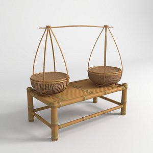 VN Vendor Bamboo Baskets with Table 3D model