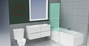 3D modern double vanity unit model