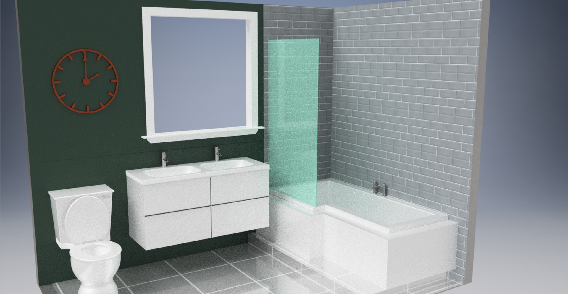 3D Modern Double Vanity Unit Model - TurboSquid 1380303