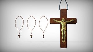 3D Wooden Rosary - Catholic - Low-poly 3D model