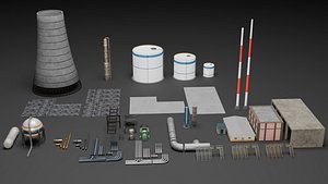 Refinery Industrial props - Low poly - Game Ready