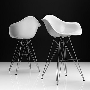 3D eames dar bar plastic chairs model